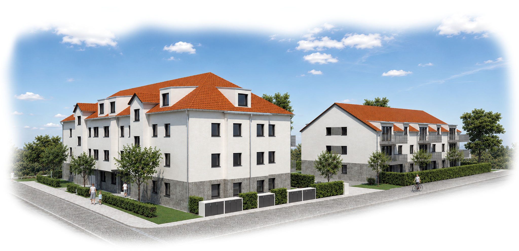 Visualisierung des Quartiers 49 aus Straßenperspektive
